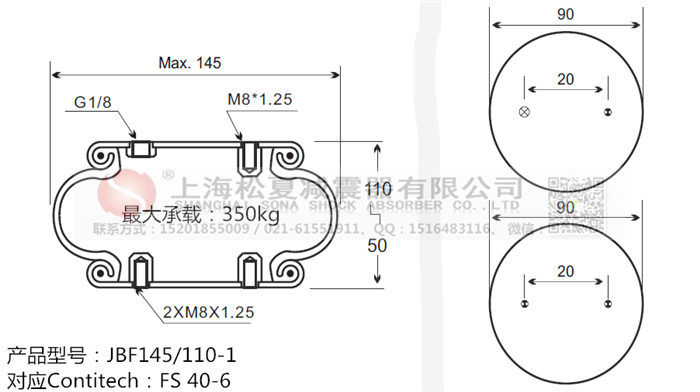 JBF145/110-1橡膠<a href='http://m.huichaozhifu.com/' target='_blank'><u>空氣彈簧</u></a>