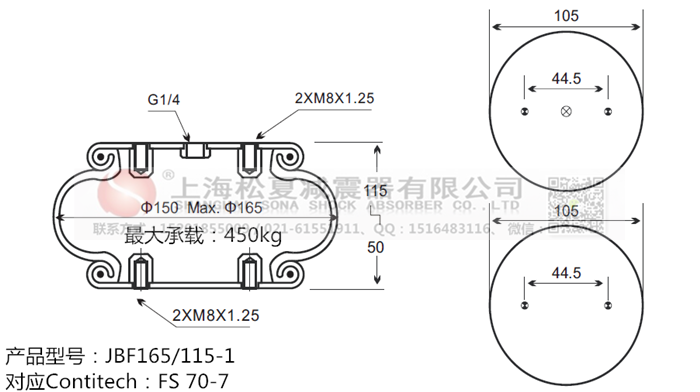 JBF165/115-1橡膠<a href='http://m.huichaozhifu.com/' target='_blank'><u>空氣彈簧</u></a>