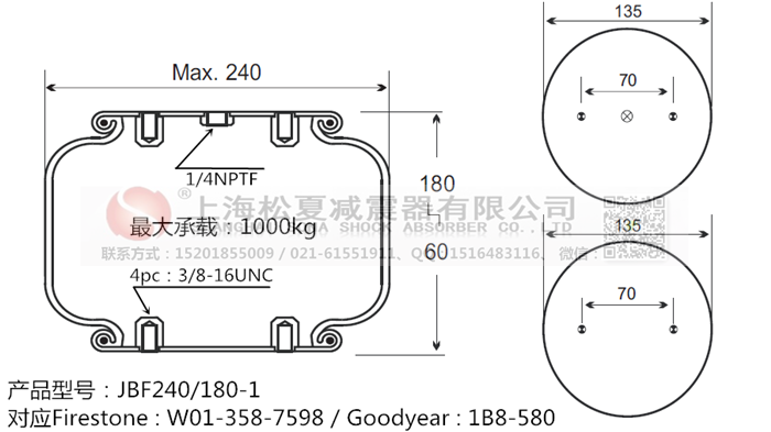 JBF240-180-1橡膠<a href='http://m.huichaozhifu.com/' target='_blank'><u>空氣彈簧</u></a>