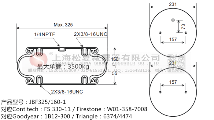 JBF325/160-1橡膠<a href='http://m.huichaozhifu.com/' target='_blank'><u>空氣彈簧</u></a>