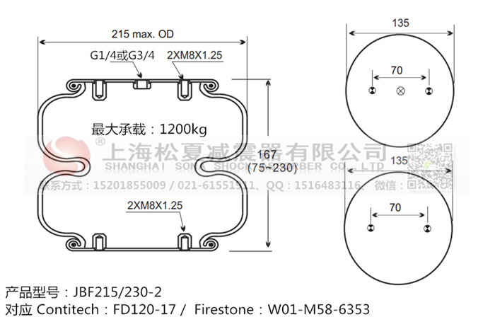 JBF215/230-2橡膠<a href='http://m.huichaozhifu.com/' target='_blank'><u>空氣彈簧</u></a>