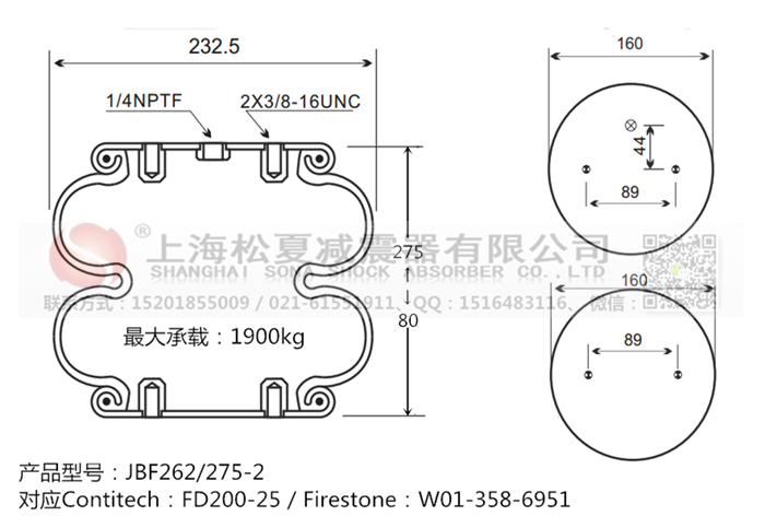 JBF262/275-2橡膠<a href='http://m.huichaozhifu.com/' target='_blank'><u>空氣彈簧</u></a>