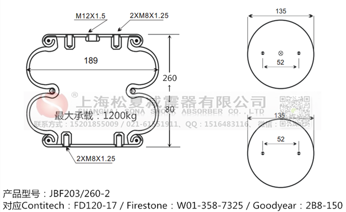 JBF203/260-2橡膠<a href='http://m.huichaozhifu.com/' target='_blank'><u>空氣彈簧</u></a>